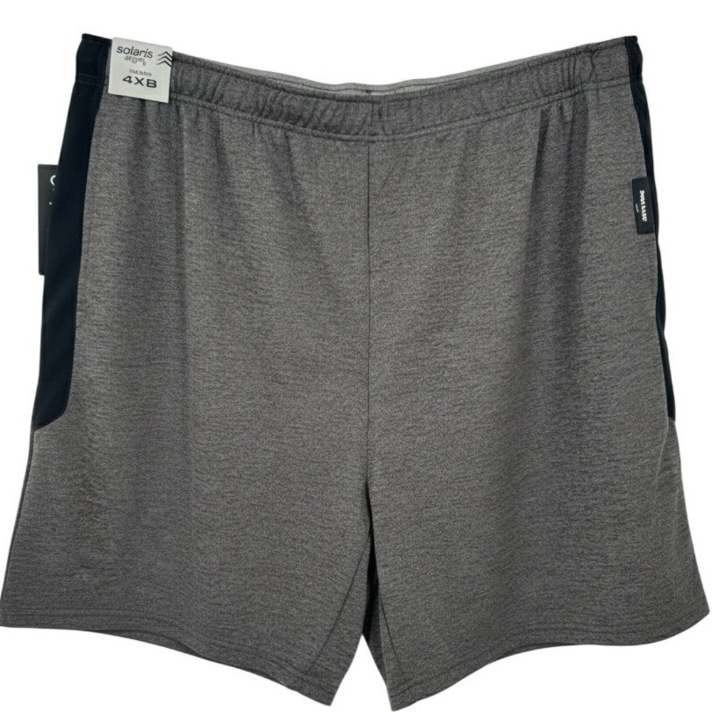 NEW Solaris Active Big Man 4XB Gray Heathered Athletic Shorts Phone‎ Pocket